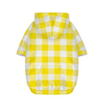 Yellow And White Buffalo Check Print Dog Zip Up Hoodie