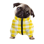Yellow And White Buffalo Check Print Dog Zip Up Jacket