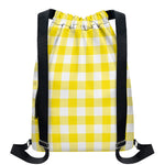 Yellow And White Buffalo Check Print Drawstring Backpack