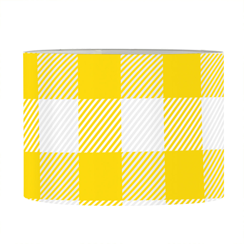 Yellow And White Buffalo Check Print Drum Lamp Shade