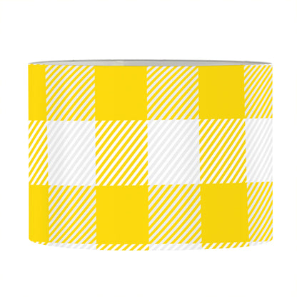 Yellow And White Buffalo Check Print Drum Lamp Shade