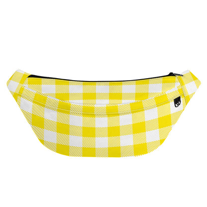 Yellow And White Buffalo Check Print Fanny Pack