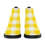 Yellow And White Buffalo Check Print Flat Ankle Boots