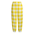 Yellow And White Buffalo Check Print Fleece Lined Knit Pants