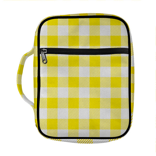 Yellow And White Buffalo Check Print Front Pocket Bible Bag