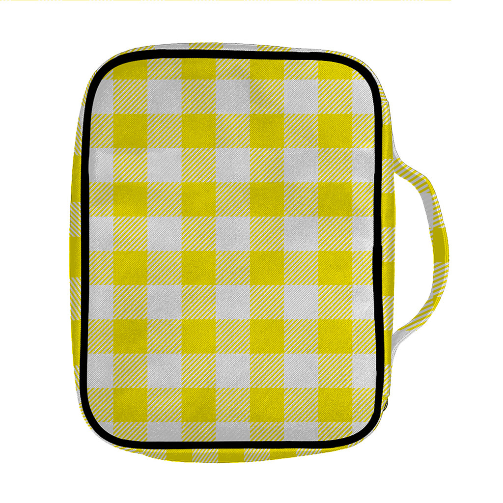 Yellow And White Buffalo Check Print Front Pocket Bible Bag