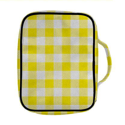 Yellow And White Buffalo Check Print Front Pocket Bible Bag