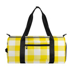 Yellow And White Buffalo Check Print Gym Bag