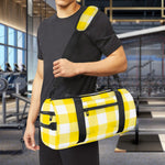 Yellow And White Buffalo Check Print Gym Bag