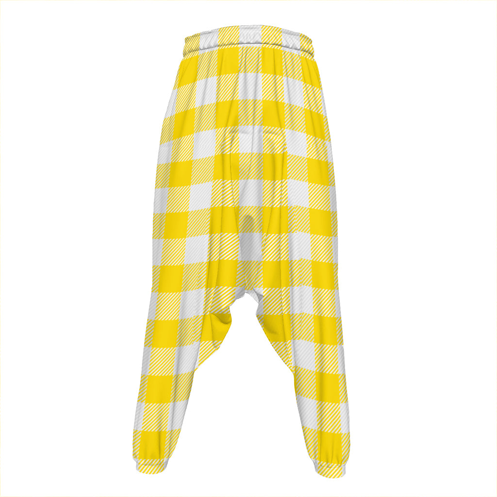 Yellow And White Buffalo Check Print Hammer Pants