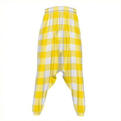 Yellow And White Buffalo Check Print Hammer Pants