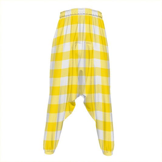 Yellow And White Buffalo Check Print Hammer Pants