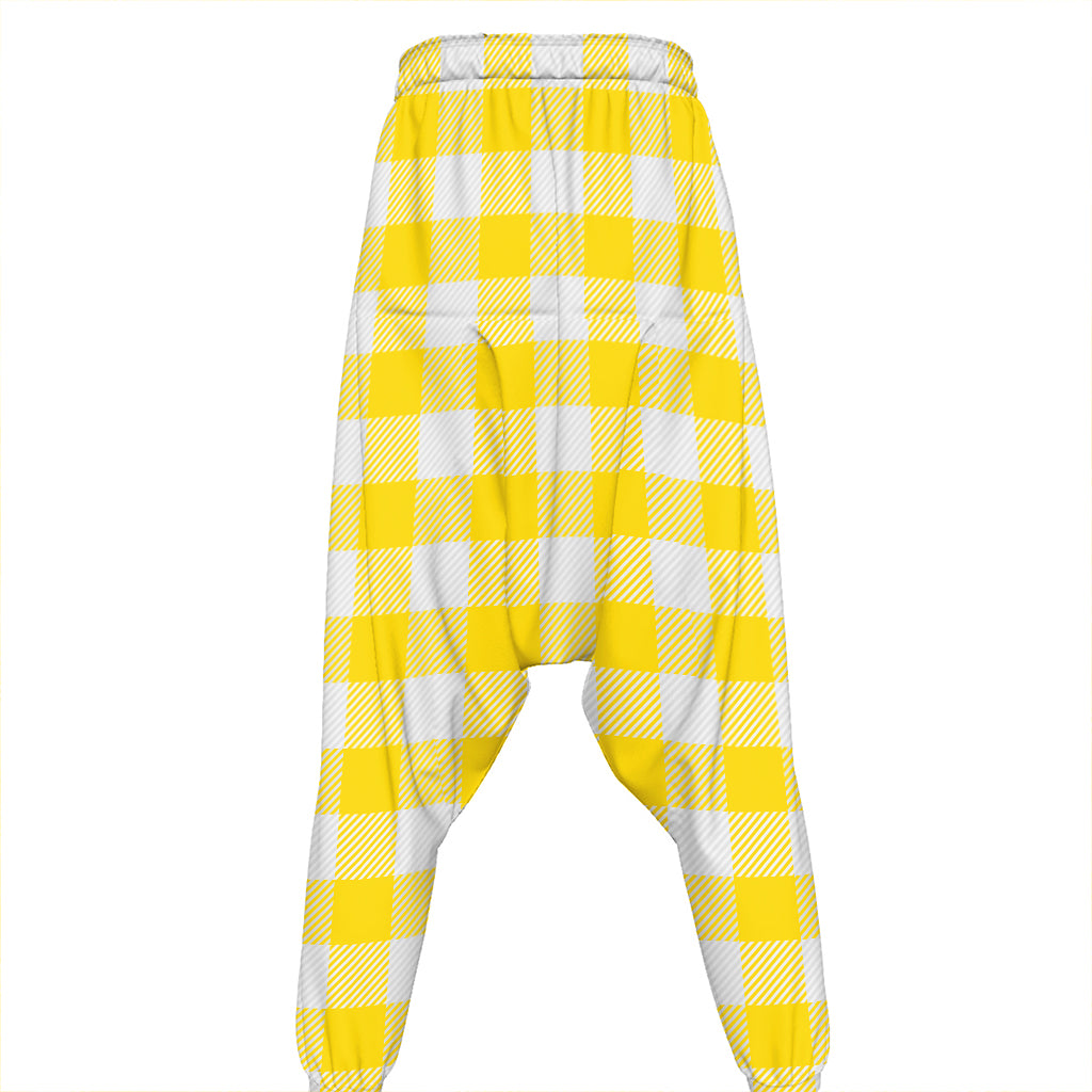 Yellow And White Buffalo Check Print Hammer Pants