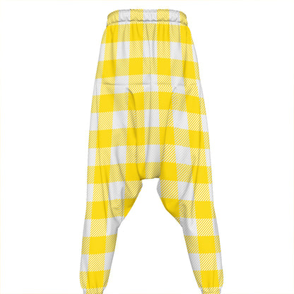 Yellow And White Buffalo Check Print Hammer Pants
