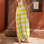 Yellow And White Buffalo Check Print Harem Pants