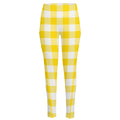 Yellow And White Buffalo Check Print High-Waisted Pocket Leggings