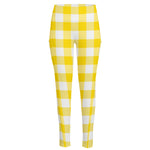Yellow And White Buffalo Check Print High-Waisted Pocket Leggings