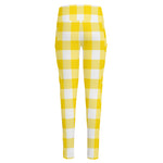 Yellow And White Buffalo Check Print High-Waisted Pocket Leggings