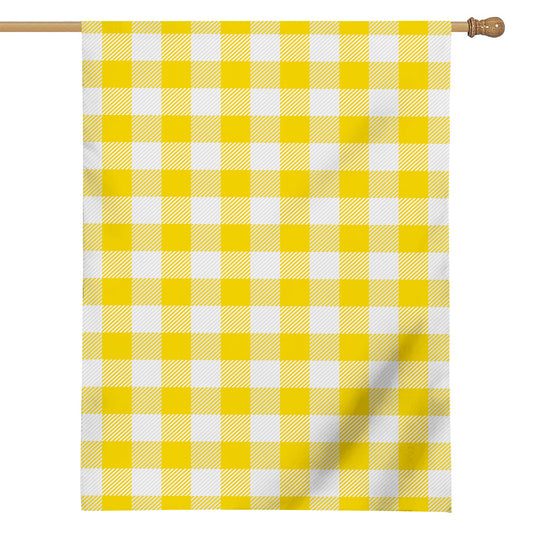Yellow And White Buffalo Check Print House Flag
