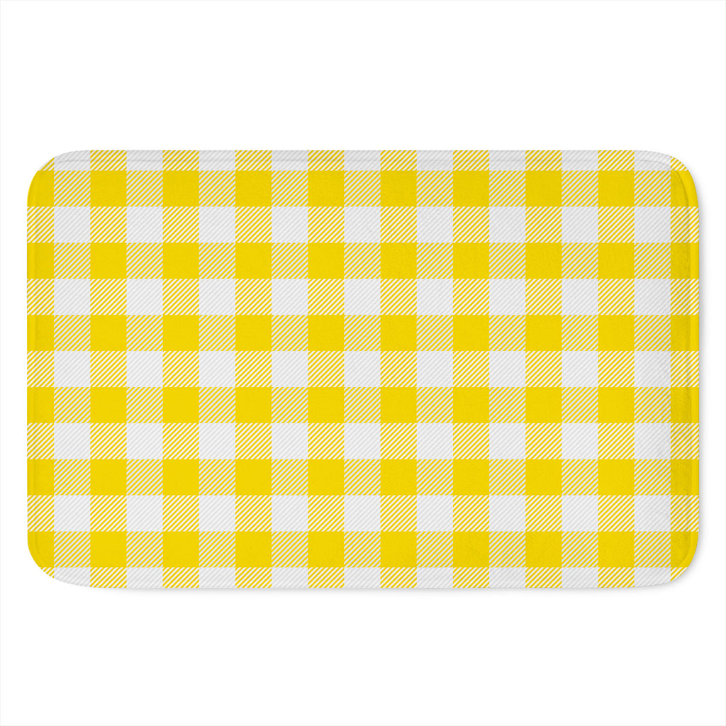 Yellow And White Buffalo Check Print Indoor Door Mat