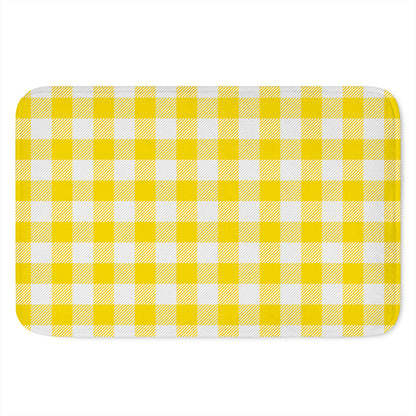 Yellow And White Buffalo Check Print Indoor Door Mat
