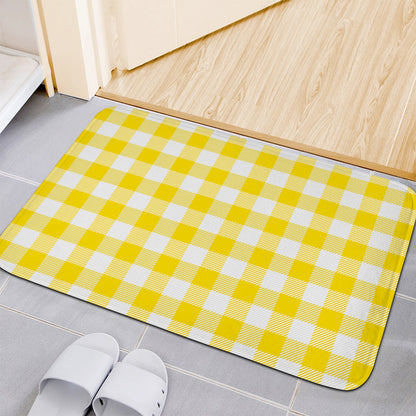 Yellow And White Buffalo Check Print Indoor Door Mat