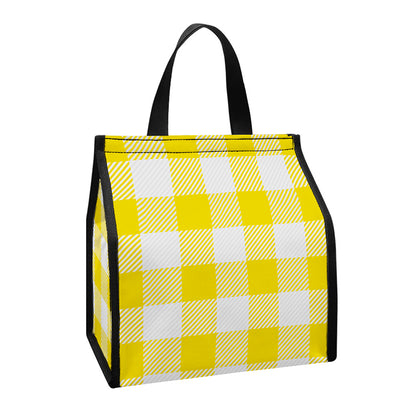 Yellow And White Buffalo Check Print Insulated Lunch Tote