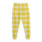 Yellow And White Buffalo Check Print Jogger Pants