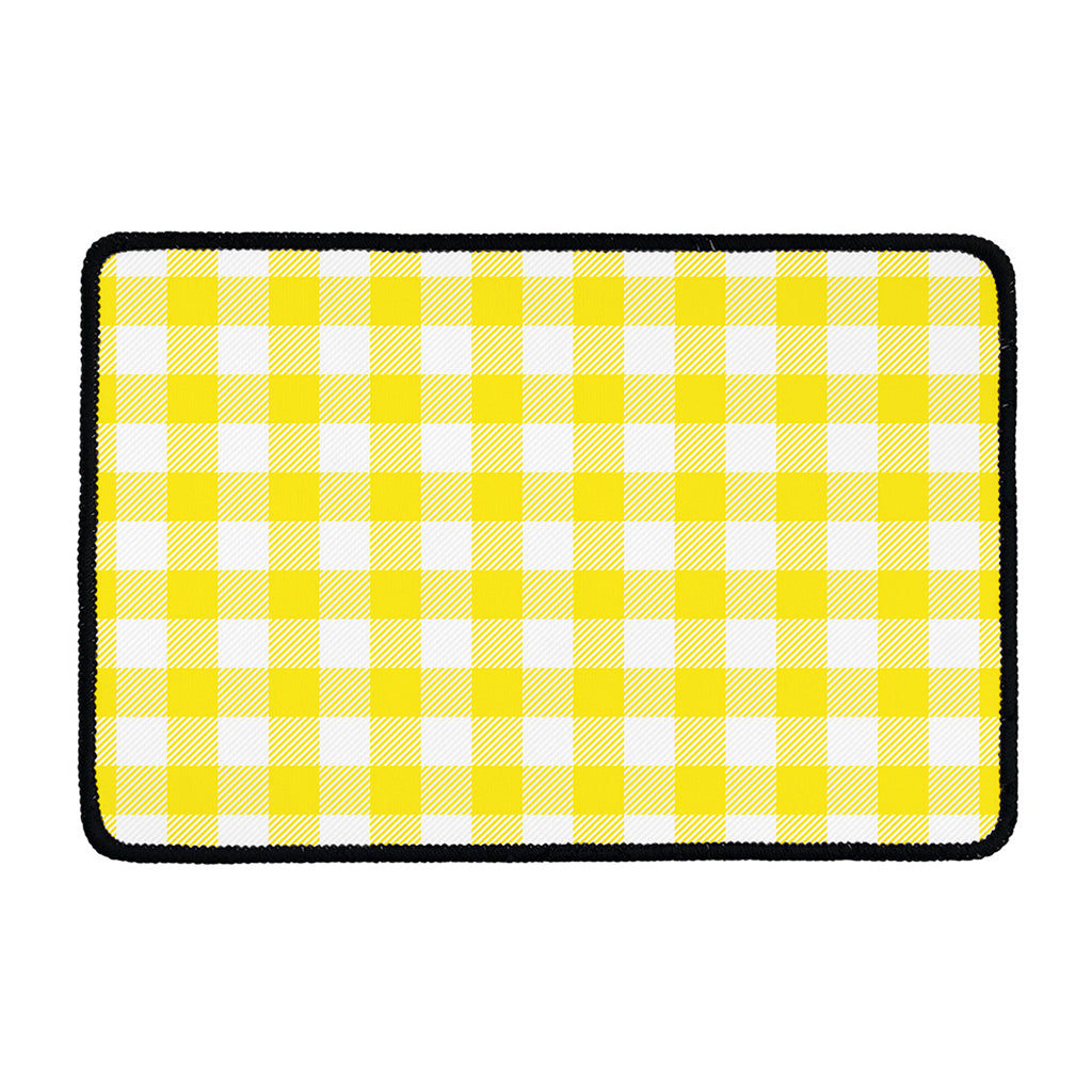 Yellow And White Buffalo Check Print Kitchen Mat