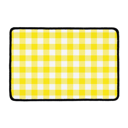 Yellow And White Buffalo Check Print Kitchen Mat