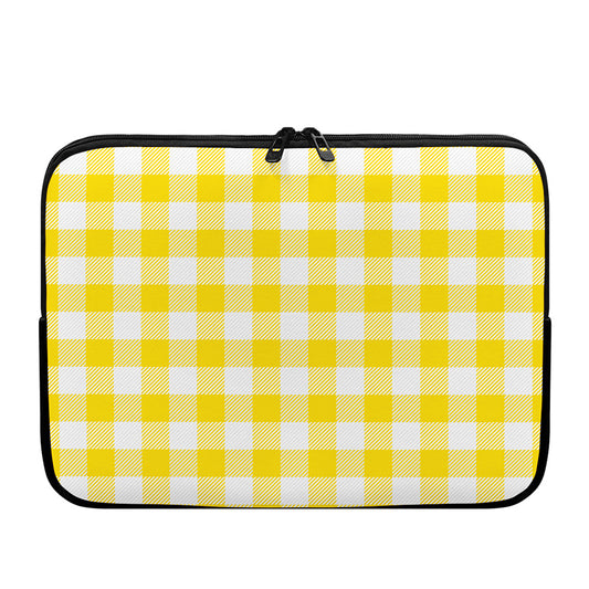Yellow And White Buffalo Check Print Laptop Sleeve
