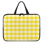 Yellow And White Buffalo Check Print Laptop Sleeve With Handle