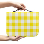 Yellow And White Buffalo Check Print Leather Bible Cover
