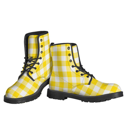 Yellow And White Buffalo Check Print Backpack