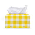 Yellow And White Buffalo Check Print Leather Tissue Box Cover
