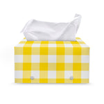 Yellow And White Buffalo Check Print Leather Tissue Box Cover