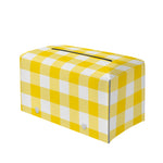 Yellow And White Buffalo Check Print Leather Tissue Box Cover
