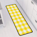 Yellow And White Buffalo Check Print Long Kitchen Mat