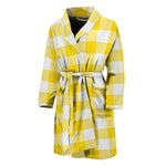 Yellow And White Buffalo Check Print Men's Bathrobe