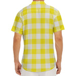 Yellow And White Buffalo Check Print Men's Deep V-Neck Shirt