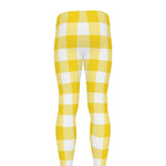 Yellow And White Buffalo Check Print Men's leggings