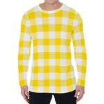 Yellow And White Buffalo Check Print Men's Long Sleeve T-Shirt
