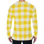 Yellow And White Buffalo Check Print Men's Long Sleeve T-Shirt
