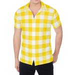 Yellow And White Buffalo Check Print Men's Shirt