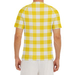 Yellow And White Buffalo Check Print Men's Short Sleeve Rash Guard