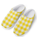 Yellow And White Buffalo Check Print Mesh Casual Shoes