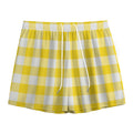 Yellow And White Buffalo Check Print Mesh Shorts