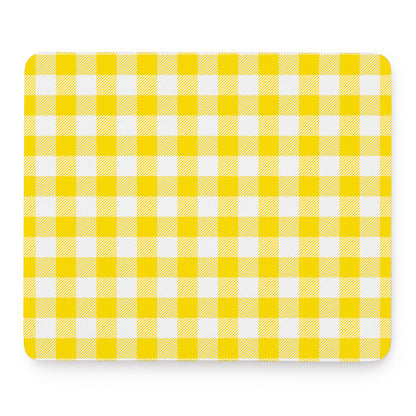 Yellow And White Buffalo Check Print Mouse Pad
