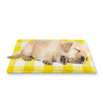 Yellow And White Buffalo Check Print Pet Cooling Mat Cover
