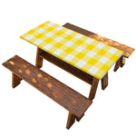 Yellow And White Buffalo Check Print Picnic Table Cover